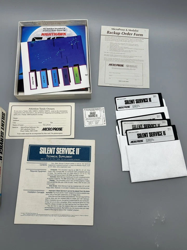 Silent Service II Big Box PC Game 5.25" Disks Manuals, IBM Complete  - Image 2 of 4