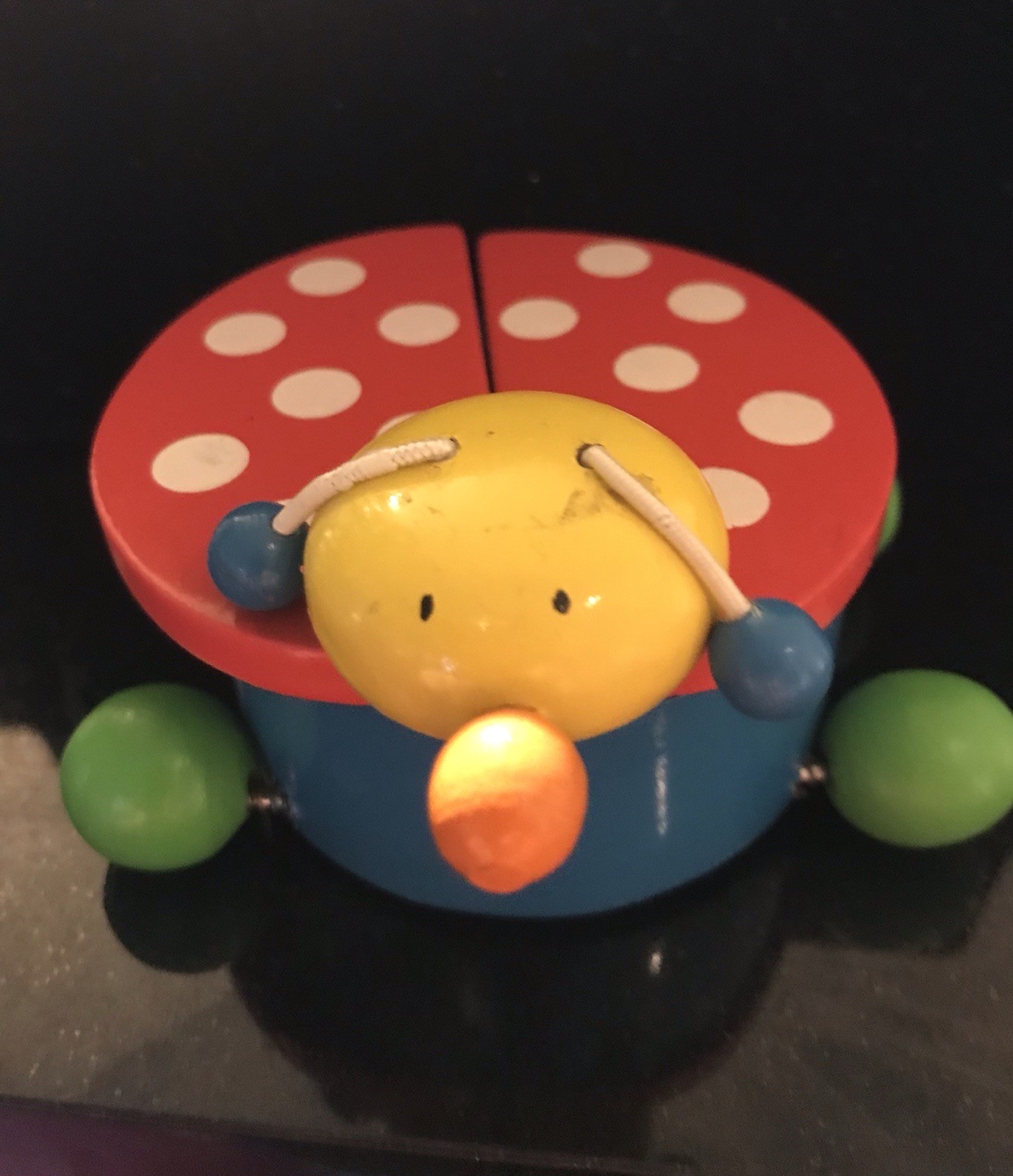 Sevi 1831 Wooden Toy Colorful Ladybug Box w/moveable Wings Lid. Colorful & Cute