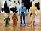 Vintage 1977/1980 Jawa, Yoda, Lando Calrissian, and Luke Skywalker