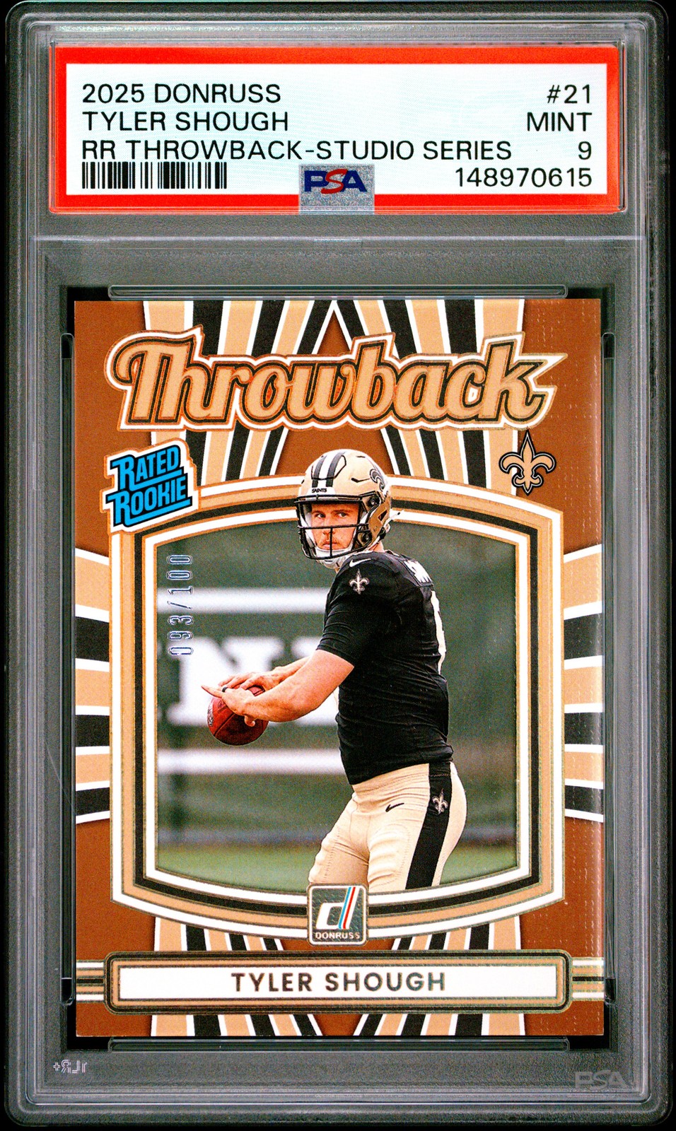Tyler Shough Panini Donruss Rated Rookies Throwback #21 Studio Series