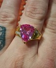 Vintage 925 Silver Gold Vermeil Pink Cubic Zirconia Ring Size 10 — photo 1