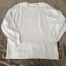 Lululemon Sweatshirt Women 10 White Fleece Crewneck Relaxed Pullover Long Sleeve