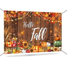 Hello Fall Backdrop Banner Autumn Pumpkin Decorations 6x3.6ft