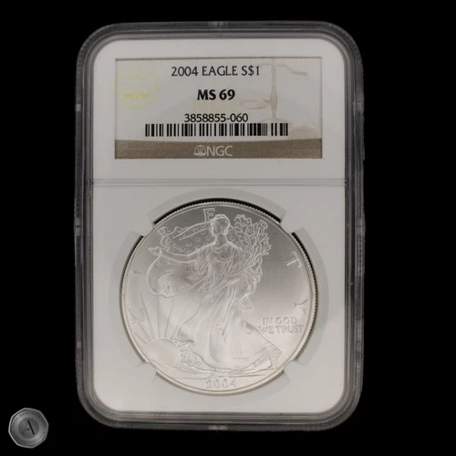 2004 American Silver Eagle NGC MS69 Brown Label -E367