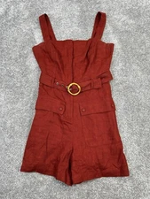 House Of Harlow 196 Romper Womens 6 Red Knit Belted