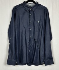 Ted Baker Men's Size 6 XXL Emuu Long Sleeve Linen Blend Shirt Navy MSRP 155