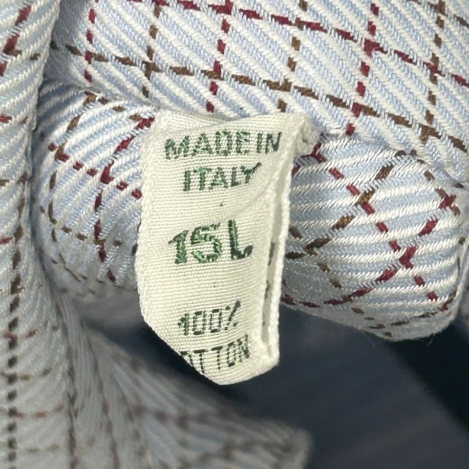 Camisa de Vestir Luigi Borrelli para Neiman Marcus Italiana Hecha a Mano Azul Talla 15/36 Foto 3 de 4