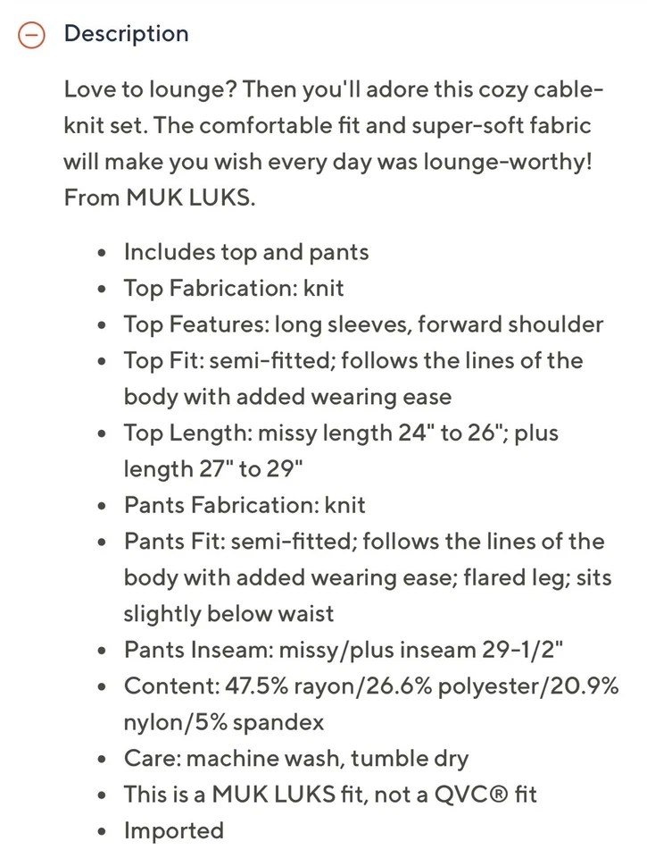 Juego de salón MUK LUKS regular tejido con cable tamaño 3X gris A656010 Foto 3 de 4