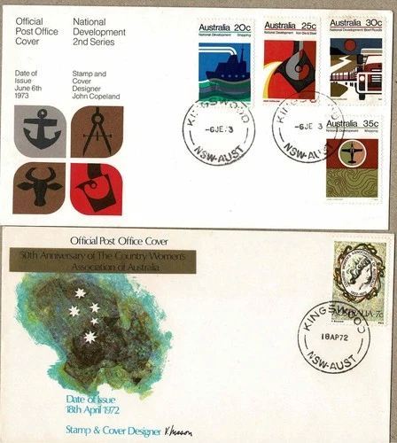 Australia 1972 1973 FDC Cover x2  NSW Postmark Kingswood