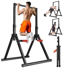 Power Tower Pull Up Dip Station Foldable, Pull Up Bar Station Adjustable, Mul...