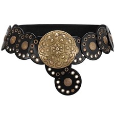 Women's Western Belt with Concho Discs M: 41.3in/105cm Black bronze Disc 