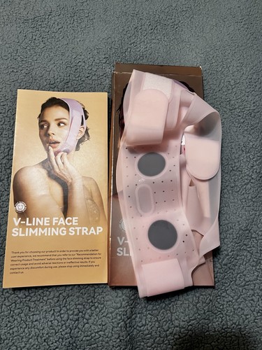 JUSMORE V-Line Sculpting Face Mask Chin Strap Silicone Pink/Purple 23-27 in