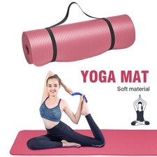 Exercise Yoga Mat 1/2-Inch Thick w/Carry Strap Gym Pilates Meditation