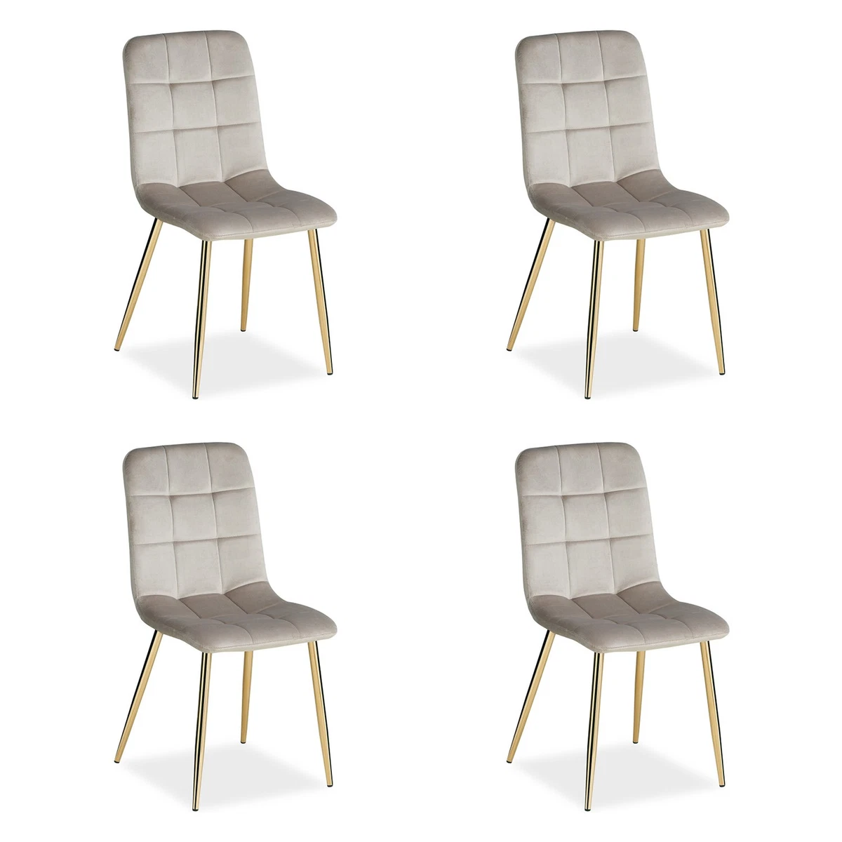 4er Set Esszimmerstühle Grau Samt Polsterstuhl Goldbeine Wohnzimmer Homestyle4u