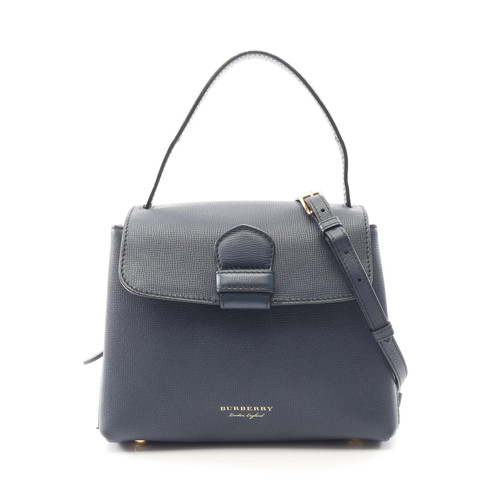 BURBERRY 2WAY Handbag Navy Leather #RCB6276