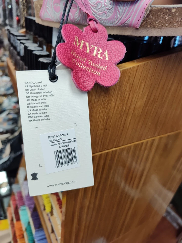 Sandalia MYRA Western Tocada a Mano 2 Correas Slides Cuero Corcho talla 8 EE. UU. Foto 2 de 4