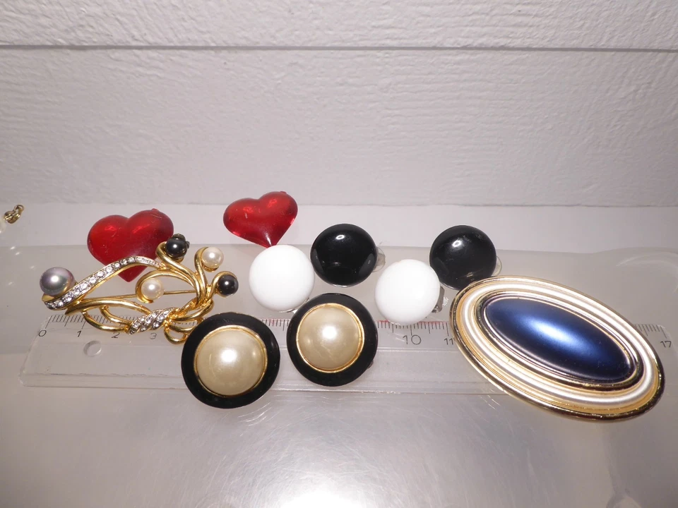 ab 90er J. Konvolut Kugelketten Perlenimitat Philip Persio Quarz Uhren Ohrclips - Bild 2 von 4