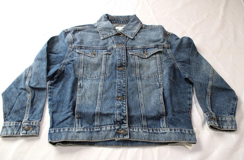 Topshop Women's Oversized Denim Button-Front Jacket AC2 Medium Wash Small NWT