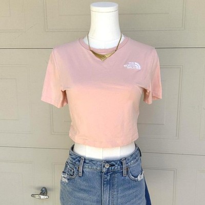 The North Face Embroidered Baby Pink Cropped T-Shirt (M)