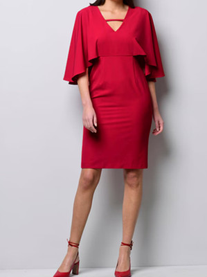 ALBA MODA rotes Kleid mit Schmetterlingsärmel