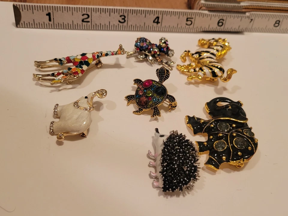 Lote de 7 broches de animales solapa elefante cebra tortuga koala más CA EE. UU. E453 Foto 3 de 4