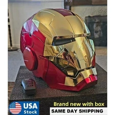 Autoking Iron Man MK5 Helmet Electronic Voice Activated Open&Close Mask Gold New