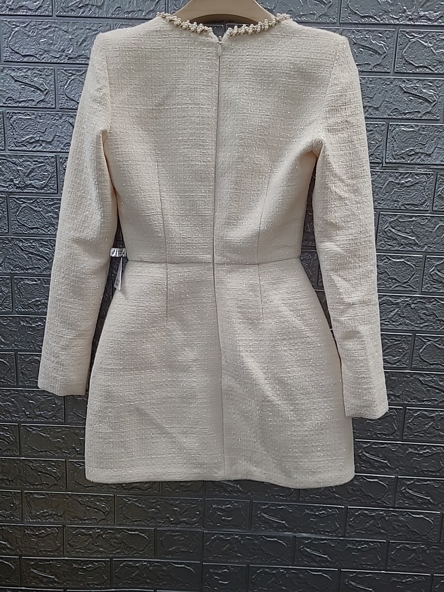 New Nadine Merabi Natalie Long Sleeve Mini Dress Size 4 (US) Ivory | eBay