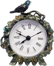 Vintage Birds Retro Analog Table Clock European Retro Table Clock with a Bird En