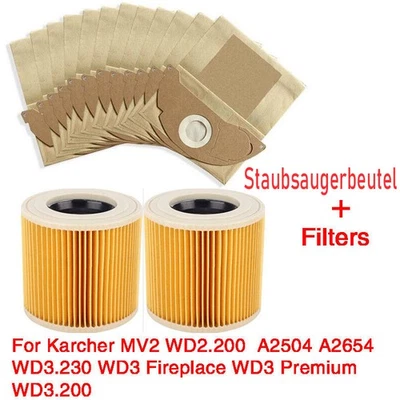 STAUBSAUGERMANUFAKTUR 20 Staubsaugerbeutel für Kärcher A 2000, A 2054, MV 2, 6.904-322.0 / Filter DHL