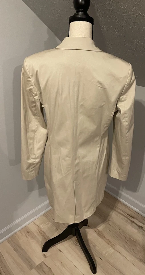 复古 Bloomingdale’s Trench 大衣 14 码(读)棕褐色单排扣衬里 — 第 3/4 张图片