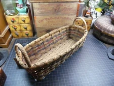 Rustic Handwoven Basket with Double Handles – 16" Long Primitive-Style