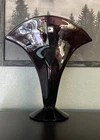Blenko amethyst 12” Pinched Vase With Sticker Intact Pristine Vintage glass