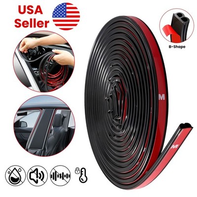 16.4Ft B-Shape Car Door Seal Strip Soundproof Waterproof Self Adhesive Rubber
