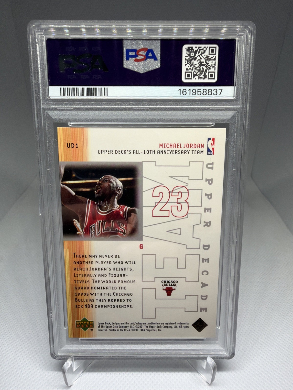 2001-02 Upper Deck - Upper Decade Michael Jordan #UD1 PSA 7 JUST GRADED! view 2