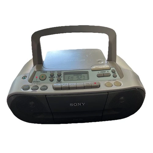 Vtg Sony CFD-S01 CD Radio Cassette Boombox Mega Bass CD-R RW Audio Works Read