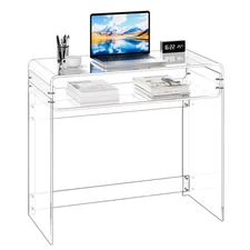 VEVOR Acrylic Table 2 Tiers Clear End Table with Storage Modern Acrylic Desk