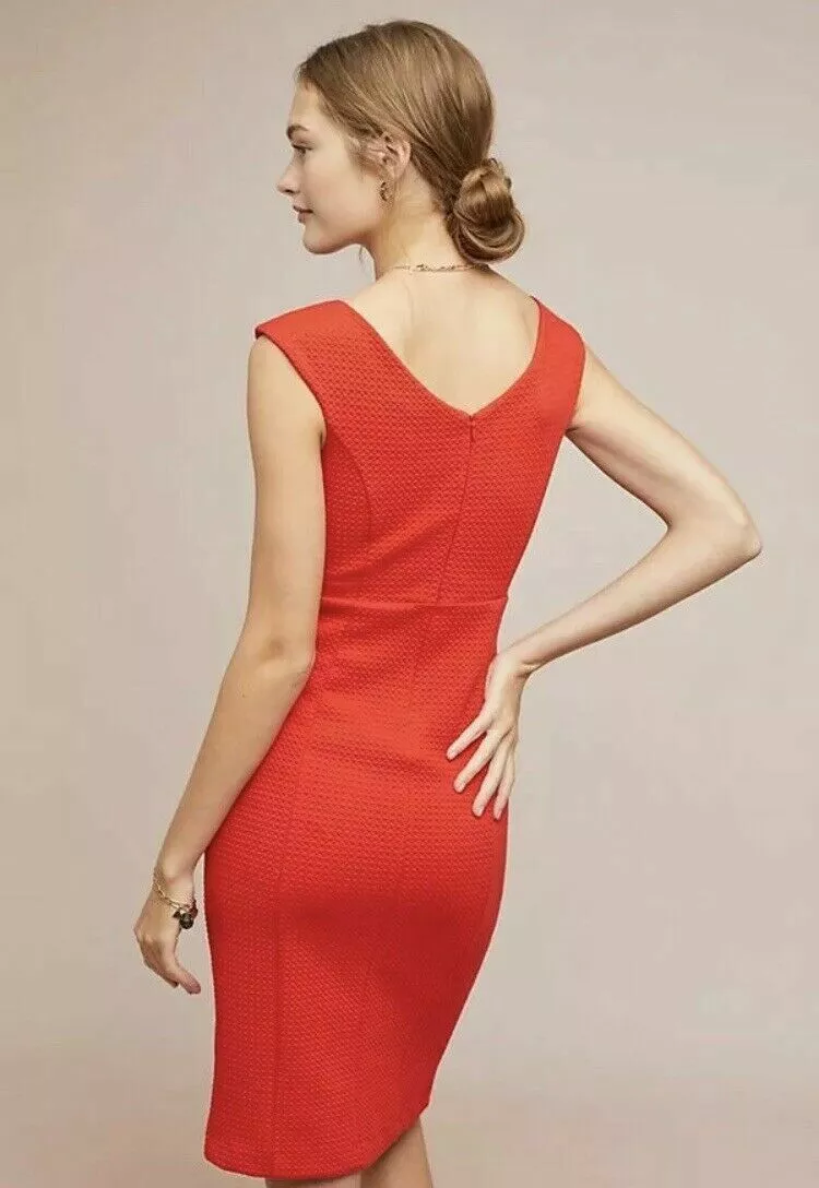 Anthropologie Maeve Red Sleeveless Button Down Dress Size M 148 NWT