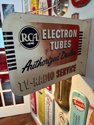 ORIGINAL 1950s RCA TV RADIO ELECTRON TUBE FLANGE SIGN