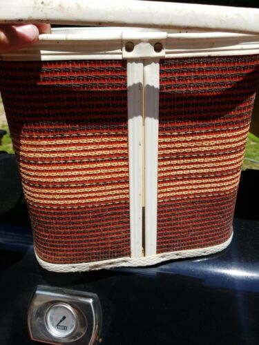 Vintage Redmon 1950s picnic basket wood lid metal handles - Picture 10 of 11