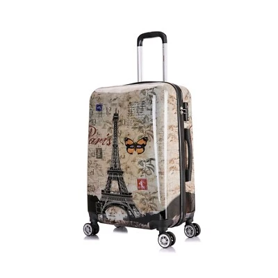InUSA Print 24" Hard Shell Checked Luggage Spinner Wheels Travel Suitcase