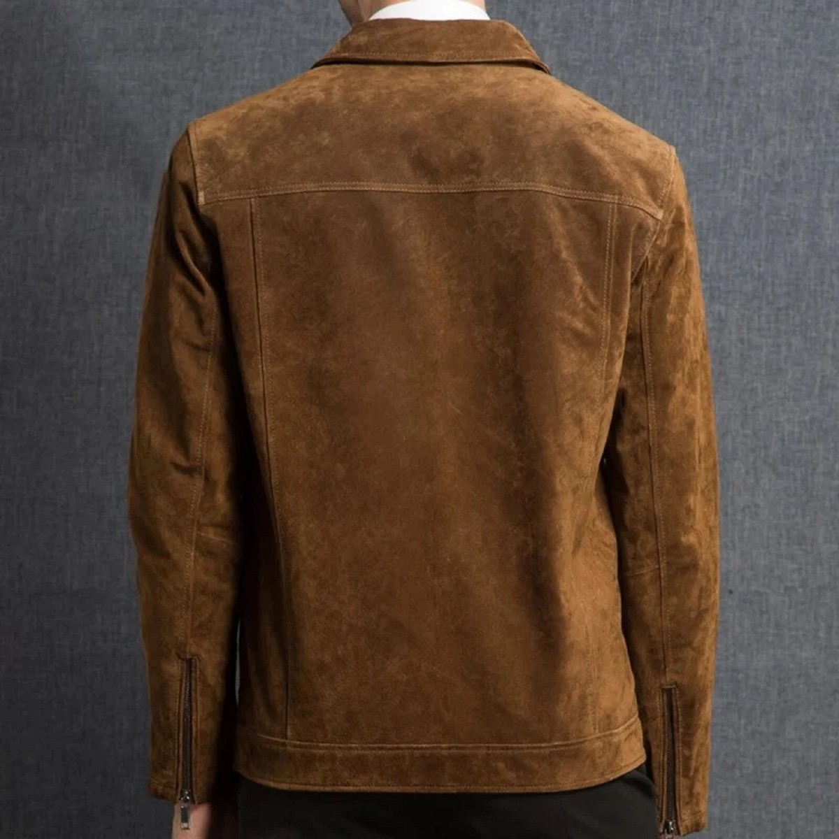 R*A様 nonnative Steerhide suede leather j ZARAQ Men's Brown Genuine Suede Trucker Turn Down Collar