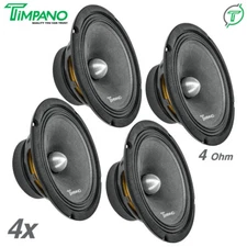 4x Timpano TPT-MR8-4 Bullet Pro Audio Midrange Car Speakers 4 Ohm 2400 Watts
