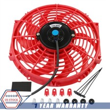 Universal Engine 12v Red 12 Cooling Fan Slim Pull Push Racing Electric Radiator