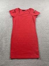 Forever 21 Cold Shoulder Shirt Dress Womens Large L Red Striped Business Career