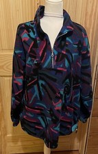 Fila Made In Italy Multicolor Fleece 1/4 Zip Pullover Jacket ~ Pockets Size 40