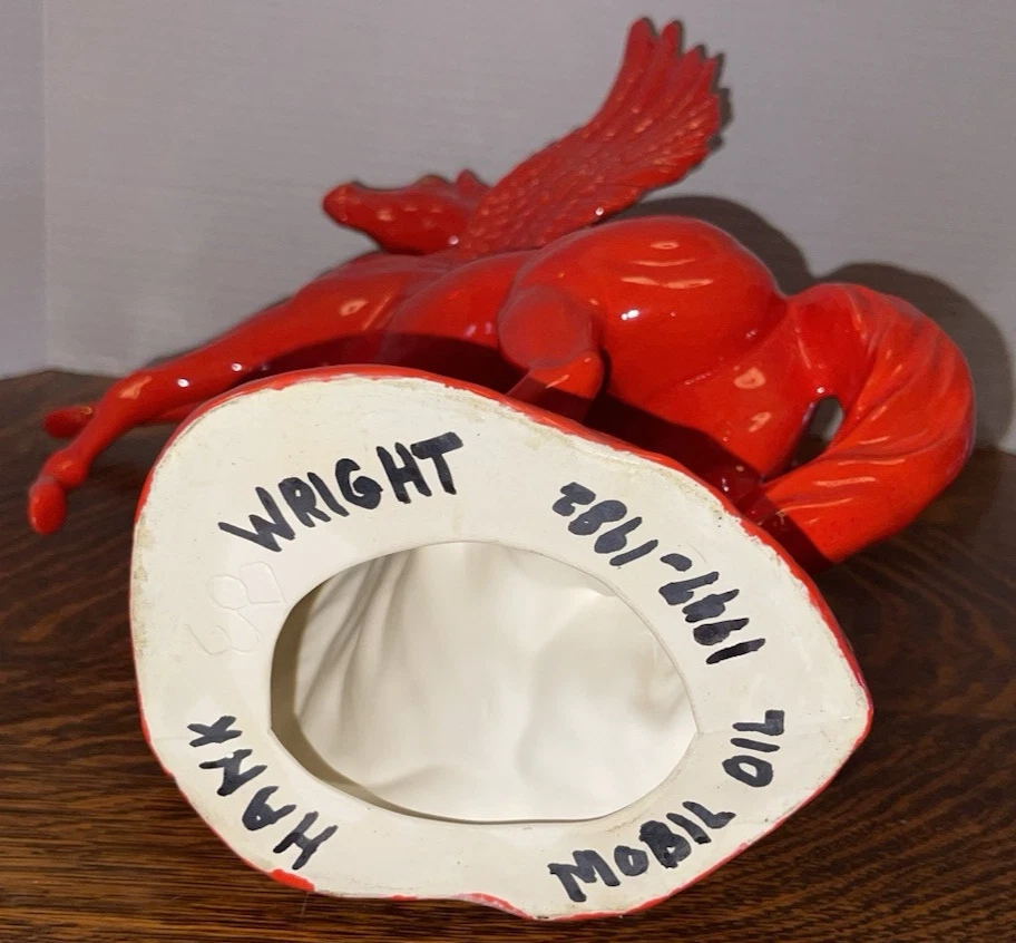 ACEITE MÓVIL PEGASO~CERÁMICA 15X13"~REGALADO PARA EMPLEADOS POR AÑOS DE SERVICIO~1947-82 Foto 2 de 4