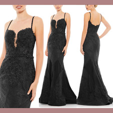 NWT Mac Duggal [ 8 ] 79082 Embroidered Sleeveless Plunge Neck Trumpet Gown G1508