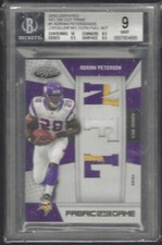 ADRIAN PETERSON 2010 CERTIFIED FABRIC OF THE GAME DIE CUT PATCH /25 BGS 9 POP 2