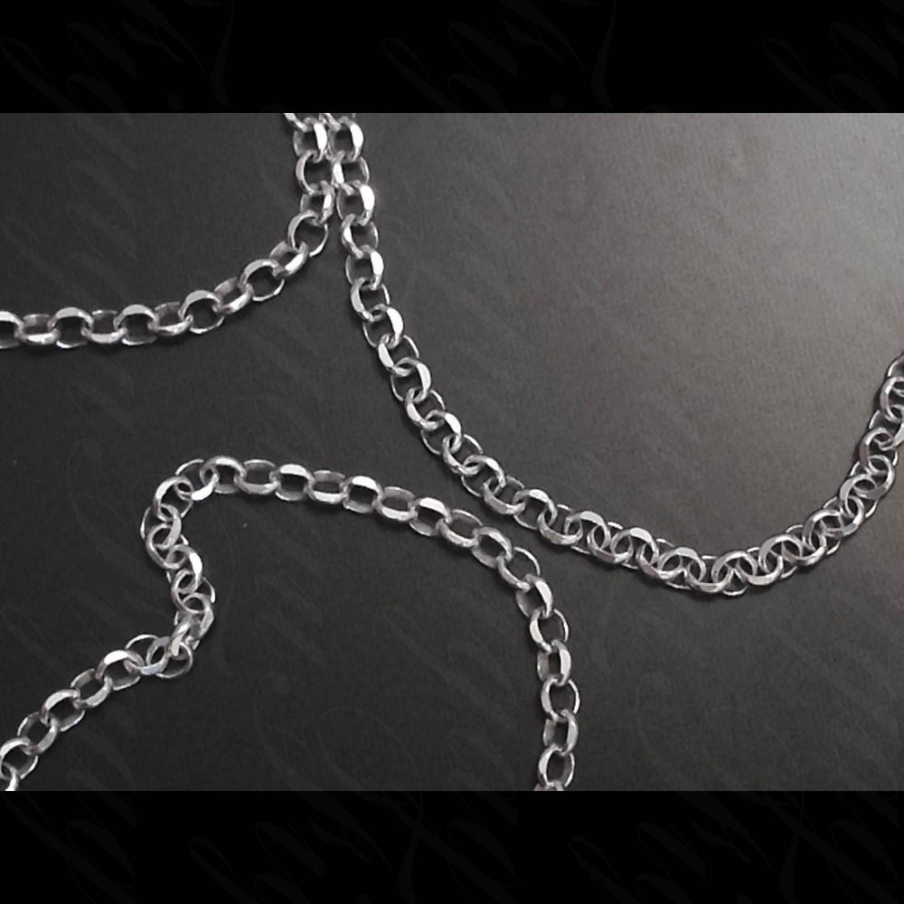ITALY 925 Sterling Silver ROLO FLAT DC Chain Necklace-Dia-cut- 1.9 mm ...
