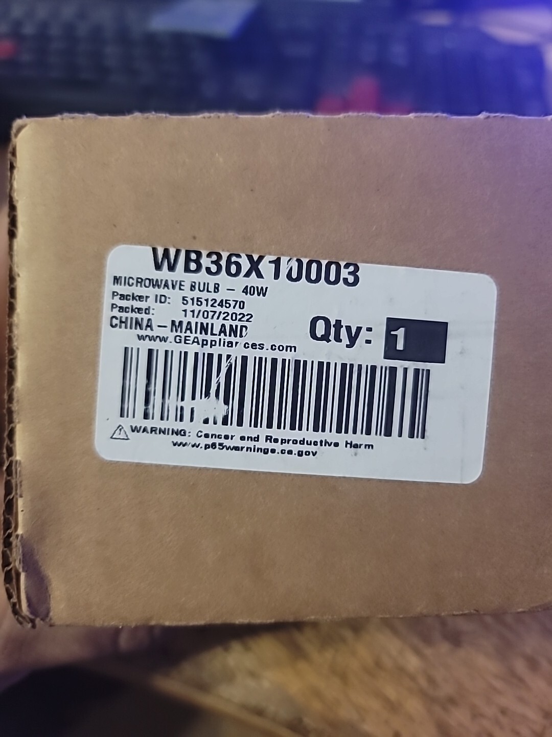New Genuine OEM GE General Electric Microwave Light Bulb WB36X10003